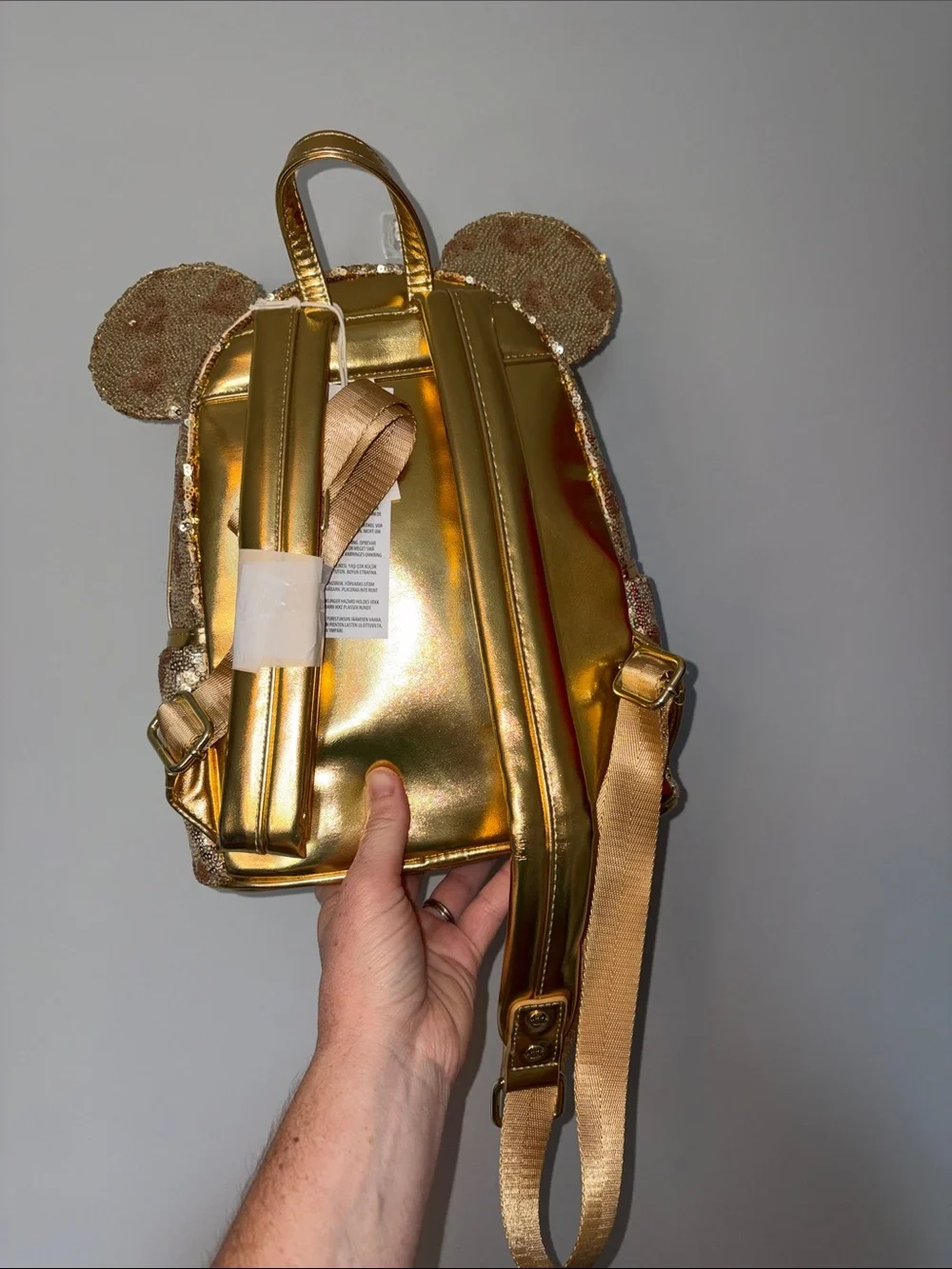 NWT Loungefly Disney Minnie Mouse Golden Sequin Mini Backpack